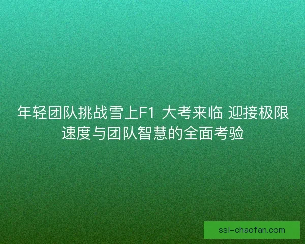 年轻团队挑战雪上F1 大考来临 迎接极限速度与团队智慧的全面考验
