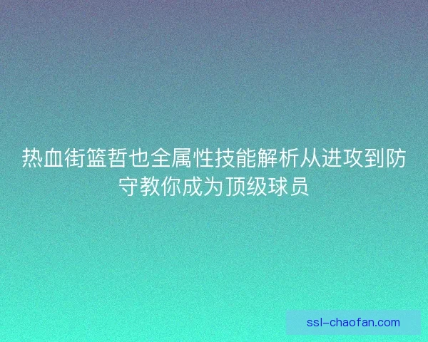 热血街篮哲也全属性技能解析从进攻到防守教你成为顶级球员